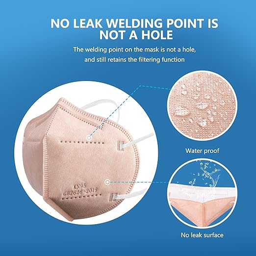 akgk KN95 Face Mask 50 PCS, Breathable Protection Masks, 5-Ply KN95 Pink Masks, Cup Dust Safety Masks