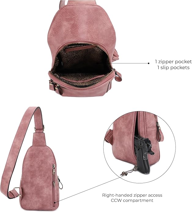JESSIE & JAMES Jeannie Unisex Multi-Pocket Concealed Carry Sling Bag Crossbody Backpack Purse