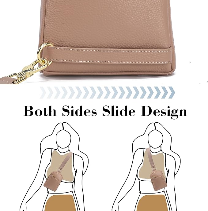 INICAT RFID Blocking Sling Bag Leather Crossbody Bags for Women Fanny Pack Cross Body for Woman Chest Bag for Travel 1.9L