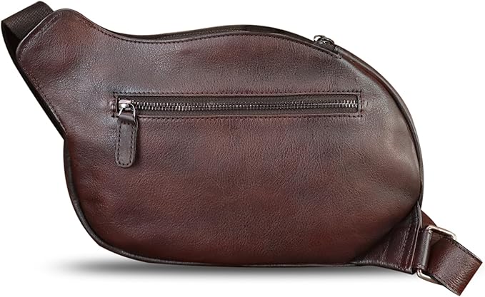 IVTG Genuine Leather Sling Bag for Women Vintage Real Leather Sling Backpack Fashion Shoulder Crossbody Bags Chest Bags