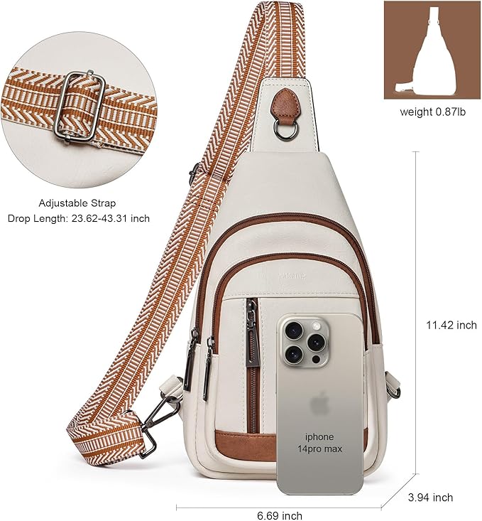 Womens Sling Bag Crossbody Bags for Women Vegan Leather Sling Backpack Daypack Fanny Pack Crossbody Purse Travel