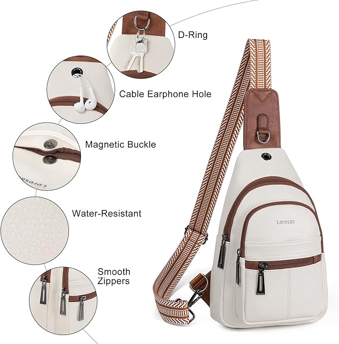 Sling Bag for Women Crossbody Purse Leather Crossbody Bag Fanny Pack Chest Pack for Travel Everyday Vacation