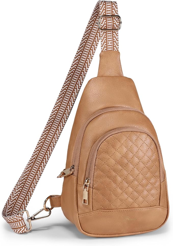 Crossbody Bags for Women Anti Theft Small Sling Handbag with Zipper Lock Vegan Leather RFID Blocking Chest Pure