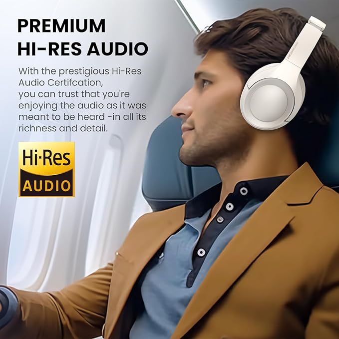 Active Noise Cancelling Headphones with Transparency Mode, 80H Playtime Wireless Over Ear Bluetooth Headphones with ENC Microphone, Deep Bass, Memory Foam Ear Cups, for Travel, Home Office, White