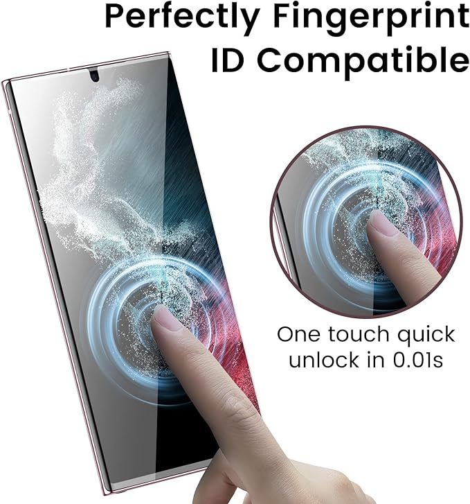 MOHAVE 2 Pack [Auto Alignment/Dust Removal] Screen Protector for SAMSUNG Galaxy S22 Ultra 5G 6.8″, 3D Curved HD Clear Film, 7H Hybrid Material, 100% Ultrasonic Fingerprint ID Compatible, Case Friendly