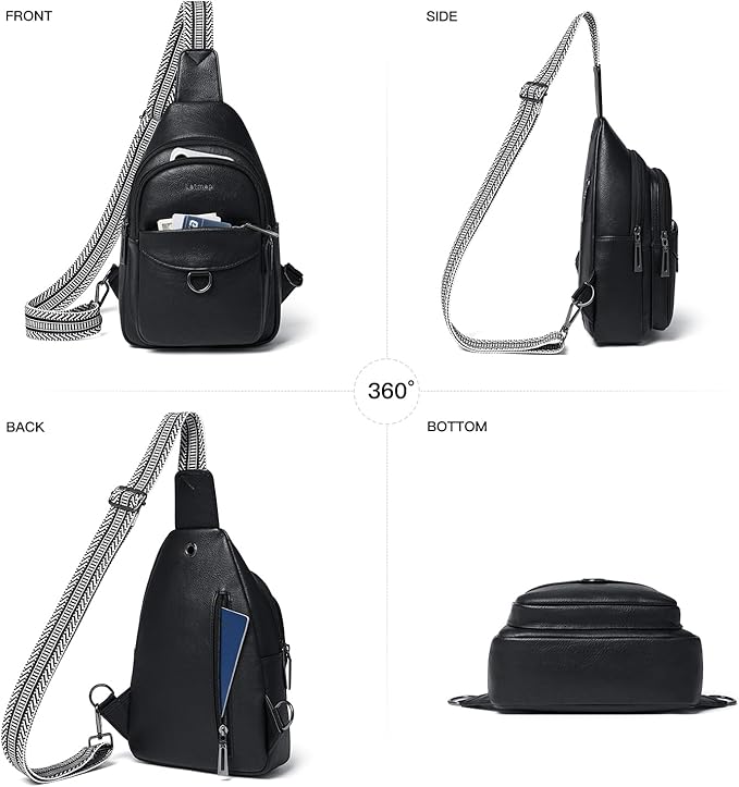 7L Sling Bag for Women Men Crossbody Belt Bag Small Travel Sling Backpack Anti Theft Chest Daypack Purse Faux Leather