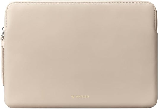 Comfyable Slim Protective Laptop Sleeve Compatible with 13/13.3/14 Inch MacBook Air & MacBook Pro, Mac Travel Case, Laptop Pouch, Slim PU Leather Cover M4/M3/M2/M1 2025-2021, Dark Beige