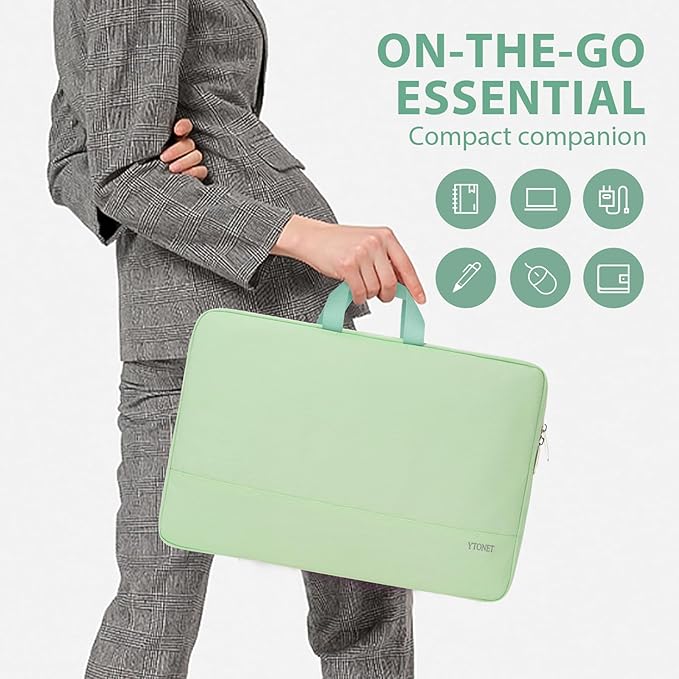 Ytonet Laptop Case, 15.6 inch Laptop Sleeve with Handle, TSA Water Resistant Computer Carrying Case Compatible for MacBook, HP, Dell, Lenovo, Asus Notebook, Gifts for Men Women, Mint Green