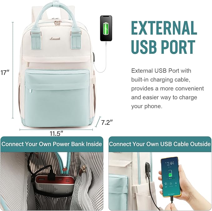 LOVEVOOK Laptop Backpack for Women 15.6 Inch Laptop Bag with USB Port, Fashion Waterproof Backpacks Teacher Nurse Stylish Travel Bags Vintage Daypacks for College Work