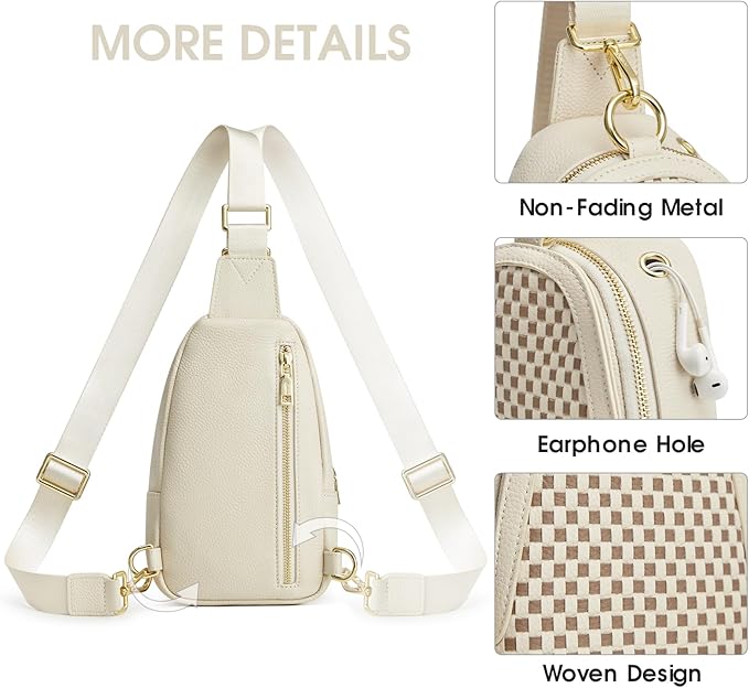 Kattee Sling Crossbody Bag for Women, Leather Fanny Pack Crossbody Sling Bags, RFID Purse Chest Bag Small Daypack for Women