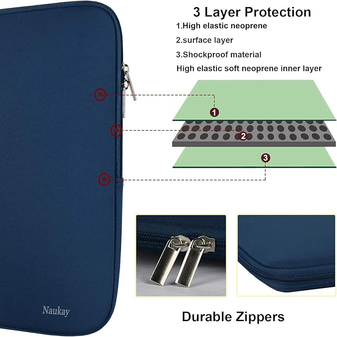 Laptop Bag Sleeve, Resistant Neoprene Laptop Sleeve/Notebook Computer Pocket Case/Tablet Briefcase Carrying Bag Compatible for 15 inch MacBook Pro, Ultrabook Notebook - (Dark Blue)