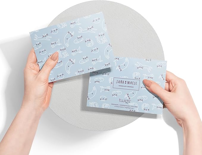 Twigs Paper Note Cards – 12 Assorted Cat Pattern Designs with Envelopes – Made in the USA – Eco-Friendly Blank Cards for Everyday Correspondence – 5.5 x 4.25 Inches