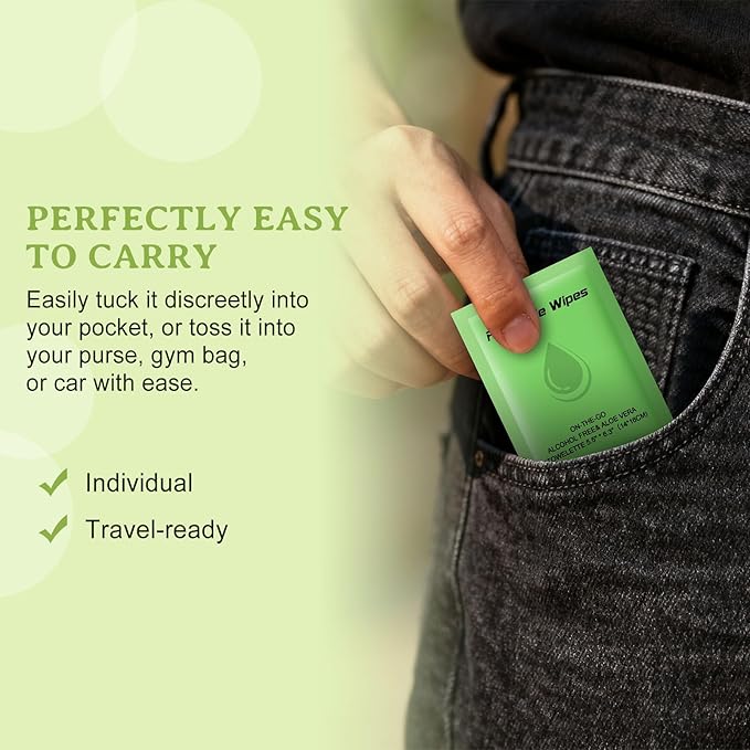 twoworld Flushable Wipes Travel Size Individually Wrapped for Women and Men,Unscented Wet Wipes Travel Size for Adult,Women,Men,Girl and Homeless (green,pack of 100)