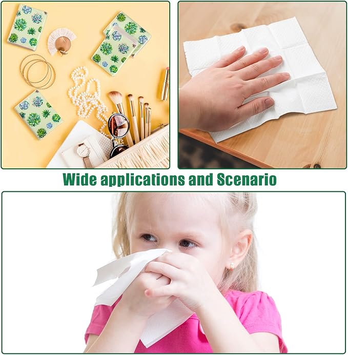 100 Pack Facial Tissue Mini Paper Pocket Tissues Small Size Travel Tissue Packs for Wedding Party Favors Graduation Celebration, 3 Ply, 2.8 x 2.2 In(Succulent)