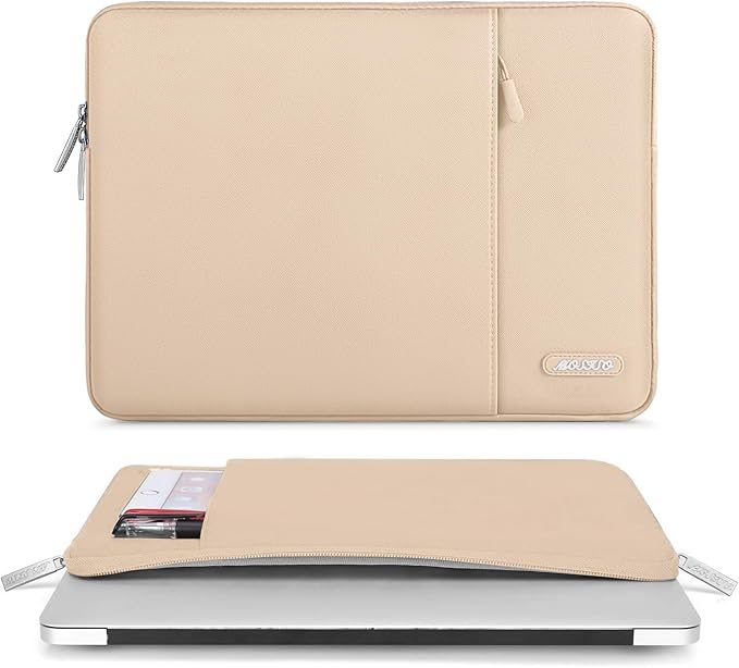 MOSISO Laptop Case 15 inch, 15 inch Laptop Sleeve Compatible with MacBook Air 15 M4 A3241 M3 A3114 M2 A2941 2025 2024 2023,Dell XPS 15,Polyester Vertical Computer Sleeve Bag with Pocket, Apricot
