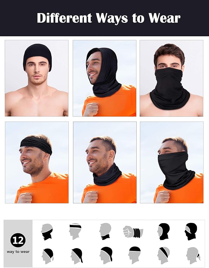 Geyoga Winter Face Mask for Men UV Protection Mask Sunscreen Breathable Windproof Neck Gaiters Scarf Fishing Cycling Running