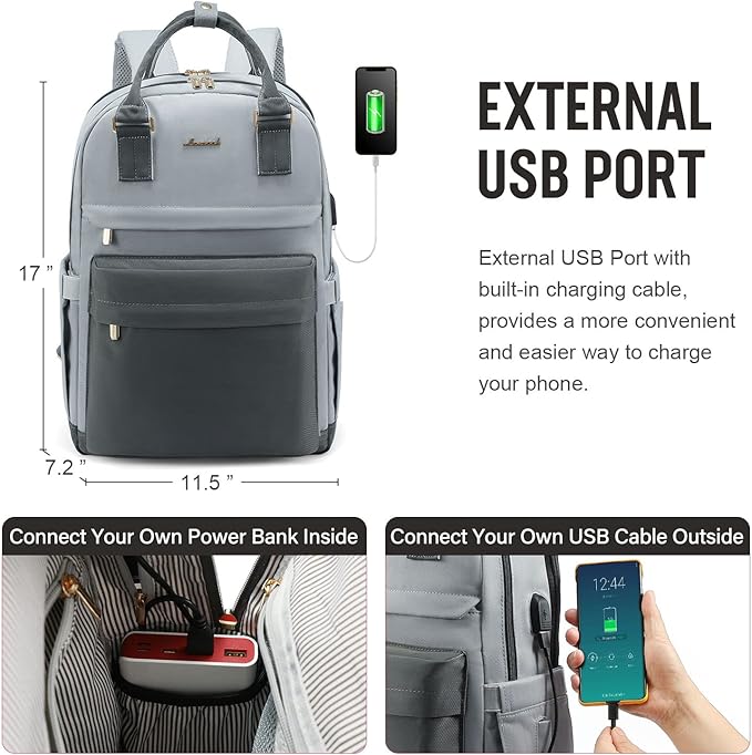 LOVEVOOK Laptop Backpack for Women 15.6 Inch Laptop Bag with USB Port, Fashion Waterproof Backpacks Teacher Nurse Stylish Travel Bags Vintage Daypacks Bookbag for College School Work