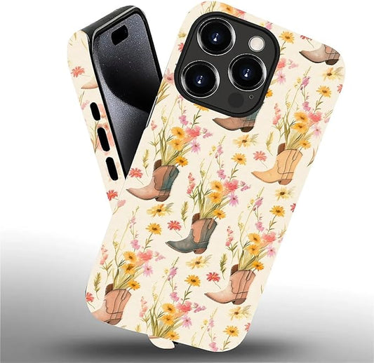 Case for iPhone 15 Pro,Western Cowgirl for Woman Men Full Body Protective Cover Shockproof 2 in 1 Silicone + Hard PC Case for iPhone 15 Pro