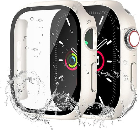 Waterproof Case for Apple Watch Series 10 46mm, Built-in Screen Protector with Tempered Glass [Touch Sensitive] Cover for iWatch S10 46mm, Starlight