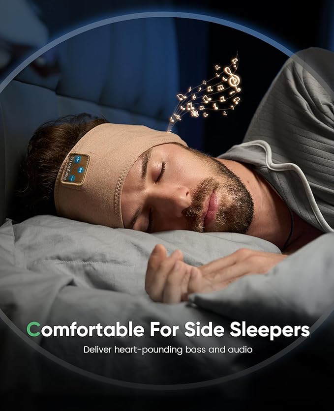 Bluetooth Headphones Headband, Sleep Headphones Bluetooth Headband for Side Sleepers, Reduce Snoring Disturbance for Sleeping, Wireless Headphones for Workout Running Cool Gadgets Unique Gifts
