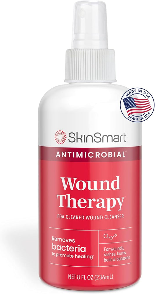 SkinSmart Antimicrobial Wound Therapy, Hypochlorous Acid Safely Removes Bacteria so Wounds Can Heal, 8 Ounce Clear Spray
