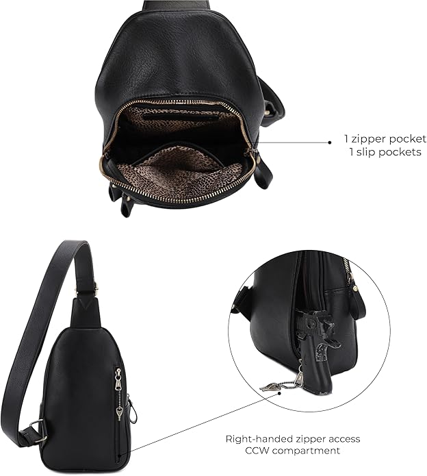 JESSIE & JAMES Jeannie Unisex Multi-Pocket Concealed Carry Sling Bag Crossbody Backpack Purse