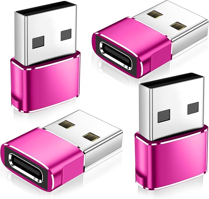 𝟒𝐏𝐚𝐜𝐤 𝐔𝐩𝐠𝐫𝐚𝐝𝐞𝐝 USB to USB C Adapter,Type-C Female to A Male Car Charger OTG Converter for Apple Watch Ultra 8 9 10,iPhone 16 15 14 13 Pro Max,Samsung S24,Nintendo Switch,AirPods,iPad,Car