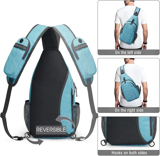 G4Free Sling Bag RFID Blocking Sling Backpack Crossbody Chest Bag Daypack for Hiking Travel(Sky Blue)