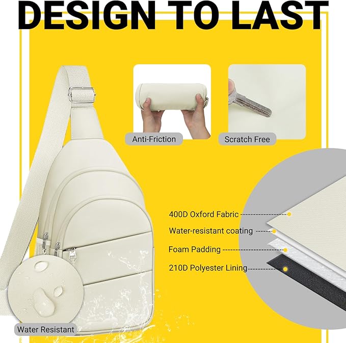 Crossbody Bags for Women, Sling Bag for Men, Small Hiking Backpack Anti Theft Lightweight for Outdoors Travel (L, Beige)