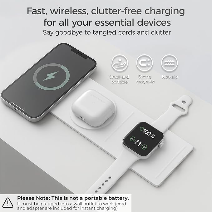 3 in 1 Magnetic Wireless Charger (White)