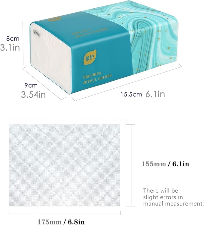 Pack of 8, Disposable Small Facial Tissue, Toilet Paper, Bag Cover, Not Box, Napkin, White Facial Paper Tissue, Material Wood Pulp Fiber NOT COTTON, 4-Ply, 280 Sheet per Pack