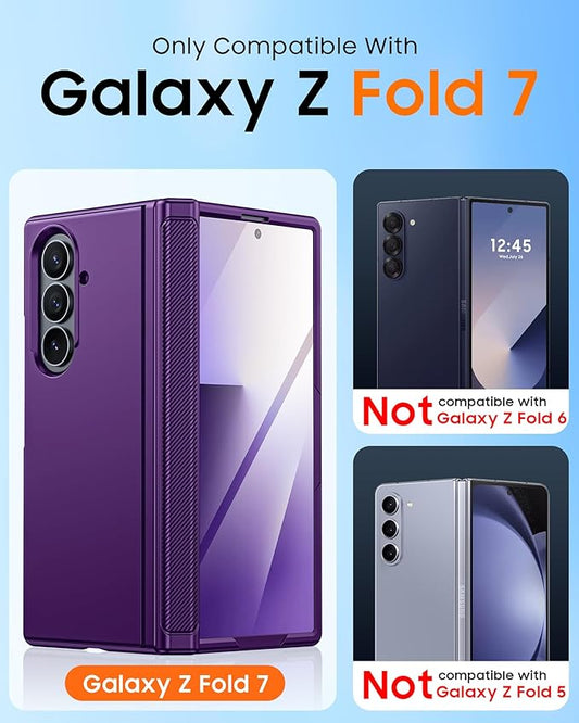 CENMASO Magnetic for Samsung Galaxy Z Fold 7 Case with Stand, Fit for Magsafe, Hinge Protection, Screen Protector, Built-in Hidden Kickstand, Slim Shockproof Phone Case for Galaxy Z Fold 7-Purple