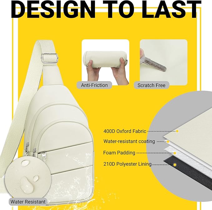 Crossbody Bags for Women, Sling Bag for Men, Small Hiking Backpack Anti Theft Lightweight for Outdoors Travel (M, Beige)