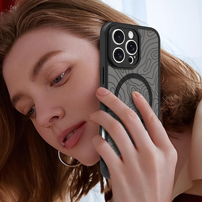 KANGHAR Case Compatible with iPhone 16 Pro Curly Line Pattern [Compatible with Magsafe] Cute Spiral Ripples Protective Magnetic Case for Girls Women Men 6.3"