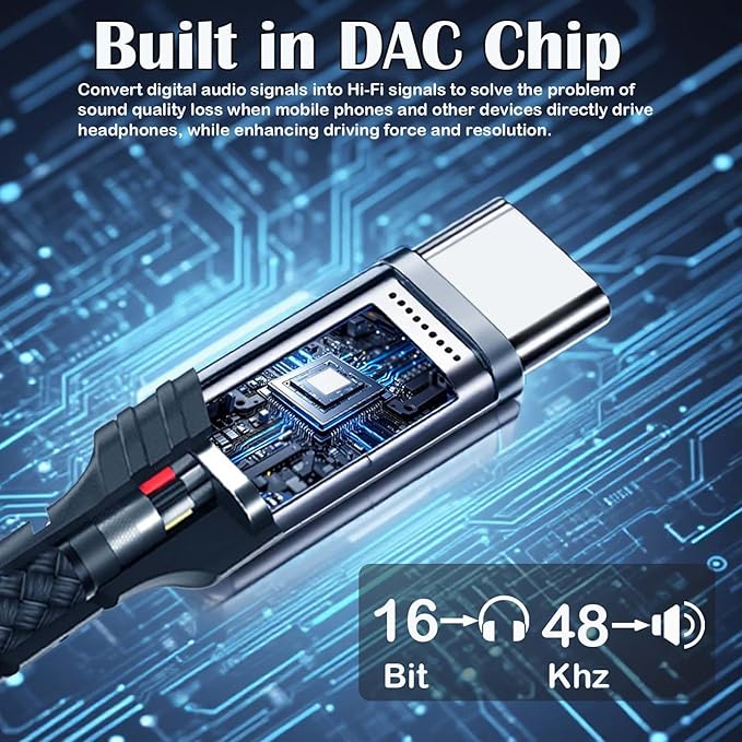 USB C to 3.5mm Headphone Jack Adapter,USB C to Aux Audio Dongle Cable Cord Compatible with iPhone16/15 Plus/Pro/Pro Max,Samsung Galaxy S25/S24/S23/S22/S21/note10/20 Ultra,iPad Pro/Mini,MacBook