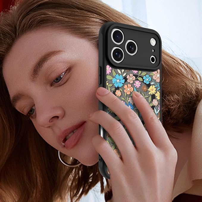 KANGHAR Case Compatible with iPhone 17 Pro Flower Pattern [Compatible with Magsafe] Cute Colorful Blooming Florals Protective Magnetic Case for Girls Women 6.3"