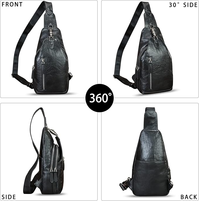 Genuine Leather Silng Bag for Women and Men Real Leather Sling Backpack Shoulder Crossbody Bag Chest Purses