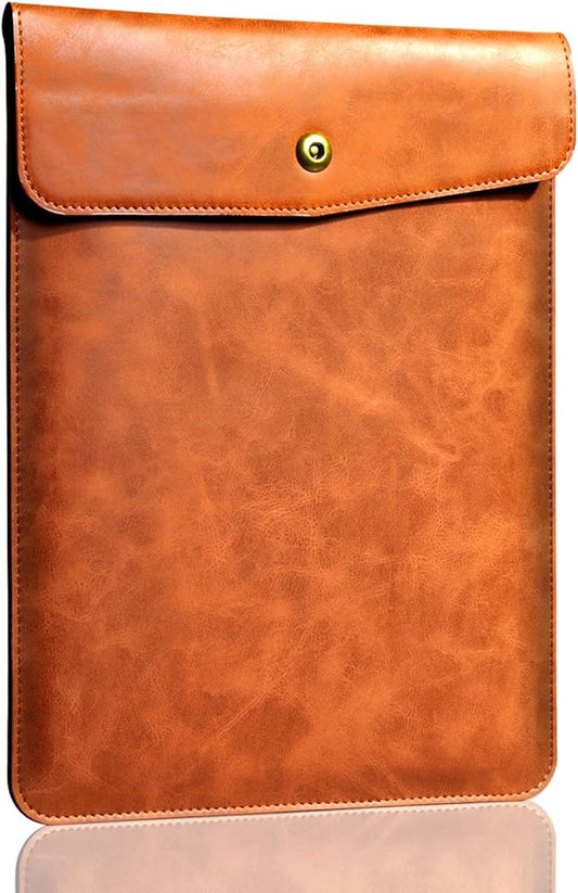 Genuine Leather Laptop Sleeve Compatible with MacBook Pro 14 Inch M4 M3 M2 Pro/Max 2023 & M1 Case,Slim and Durable Waterproof Vertical Laptops Bag for 14 Inch Notebook Computer Cover,Brown
