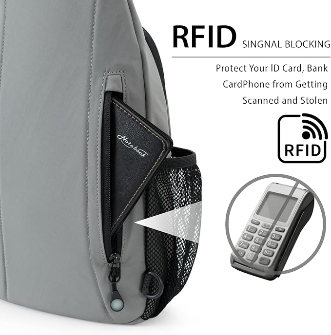 LEDAOU Crossbody Sling Bag for Men Anti-Theft Sling Backpack Cross Body Shoulder Chest Bag Fanny Pack Travel Hiking (Grey)