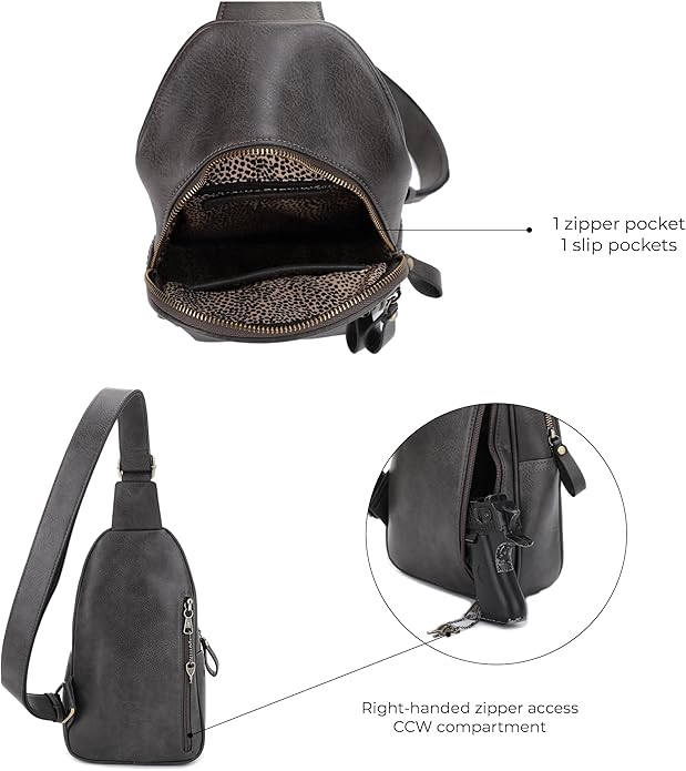 JESSIE & JAMES Jeannie Unisex Multi-Pocket Concealed Carry Sling Bag Crossbody Backpack Purse