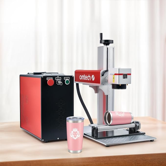 OMTech 20oz Tumblers Bulk, 6pc Stainless Steel Tumbler Set with Lid & Straw, Double Wall Vacuum Insulated Mug for Laser Engraver, Travel Coffee Mug for Hot & Cold Drinks, Pink Powder Coated Cup