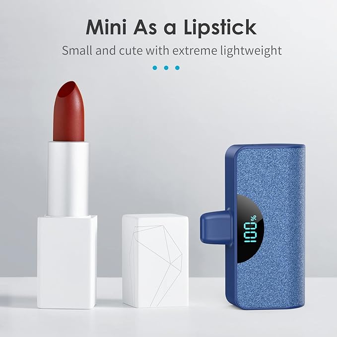 Mini Portable Charger Power Bank for iPhone, 5200mAh External Battery Charging Bank, 20W PD Fast Charging Battery Pack Portable Phone Charger for iPhone 14 Pro Max/14/13/12/11/XR/X/8/7/6/SE (Blue)