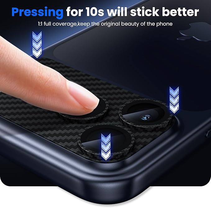 WSKEN for iPhone 17 Pro Camera Lens Protector, [Military Grade Shatterproof] [Strong Adhesion] Metal Aluminum Alloy Tempered Glass Camera Screen Protector, Carbon Fiber Texture
