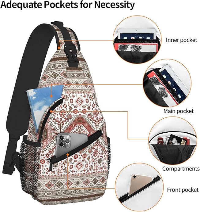 Cross Chest Bag Diagonally for Men Shoulder Bag for Travel Hiking Trendy Sling Bag with Adjustable Shoulder Strap