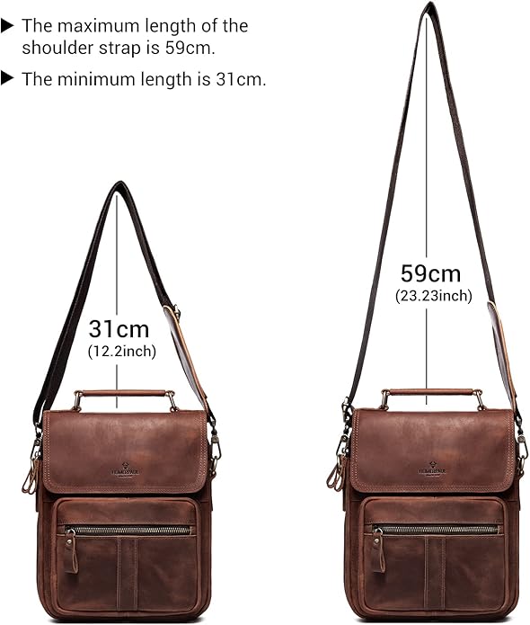gzcz Leather Sling Shoulder Crossbody Bag Man Purse Messenger Bags for Men Women Outdoor Travel Business
