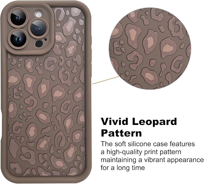 KANGHAR Case for iPhone 16 Pro Max Leopard Printed Pattern Cute Cheetah Phone Case Soft TPU Shockproof Protective Cover for iPhone 16 Pro Max 6.9 Inch Brown