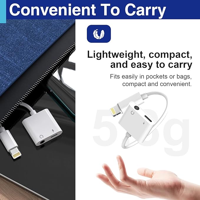 Lightning to 3.5 Mm Headphone Jack Adapter for iPhone, iPhone Aux Adapter Converter Dongle Audio Cable Compatible with All Models Before Apple 14