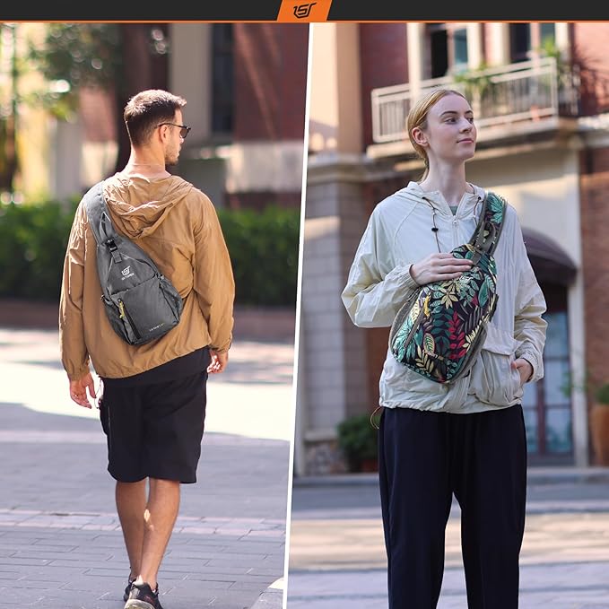 SKYSPER Sling Bag Crossbody Backpack - Chest Shoulder Cross Body Bag Travel Hiking Casual Daypack for Women Men(Grey)