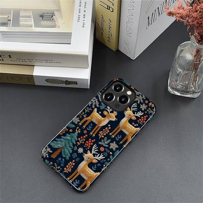 Case for iPhone 12 Pro Max Case,Cute Christmas Reindeer Design - Hybrid Dual Protection Silicone + Hard PC Shockproof Full Body Cover Slim Anti-Scratch Protective Case for Men Women
