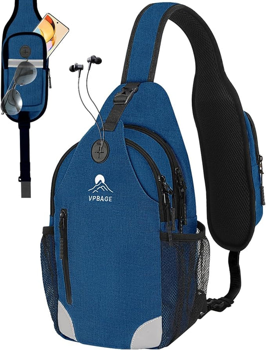 Sling Bag for Women, Crossbody Bag for Men, Cross Body Hiking Backpack, Travel Daypack, Chest Pack with Chest Phone Holder